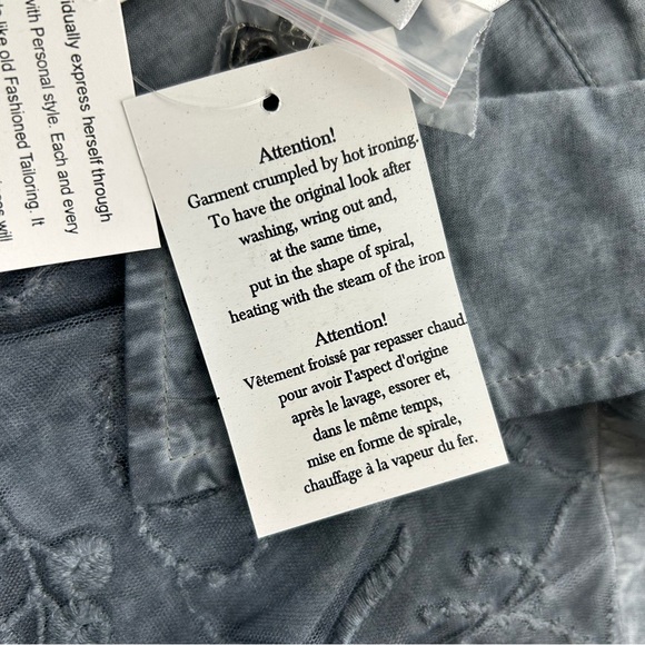 PARSLEY SAGE New Women Size M Slate Blue Lace Overlay Button Down Blouse Top. - Picture 10 of 12